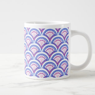 blauwe bloemendamaskpatroon grote koffiekop