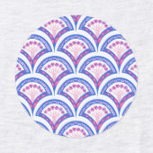 blauwe bloemendamaskpatroon labels (Design 1)