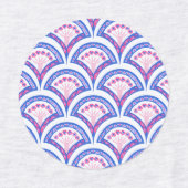 blauwe bloemendamaskpatroon labels (Design 2)