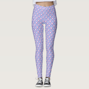blauwe bloemendamaskpatroon leggings