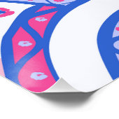 blauwe bloemendamaskpatroon perfect poster (Hoek)