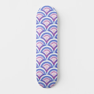 blauwe bloemendamaskpatroon persoonlijk skateboard