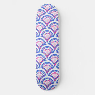 blauwe bloemendamaskpatroon persoonlijk skateboard