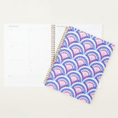 blauwe bloemendamaskpatroon planner (Display)