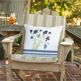Blauwe Bloemendecoratie Buitenkussen