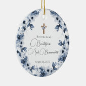 Blauwe bloemendoop keramiek in het Spaans Keramisch Ornament (Rechts)