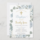 Blauwe bloemendoop uitnodiging l (Voorkant)