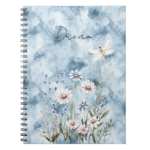 Blauwe Bloemendragonfly Droom Notitieboek