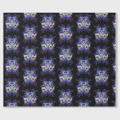 Blauwe bloemendrievoudige dag van de dode suikersc cadeaupapier (Vlak)