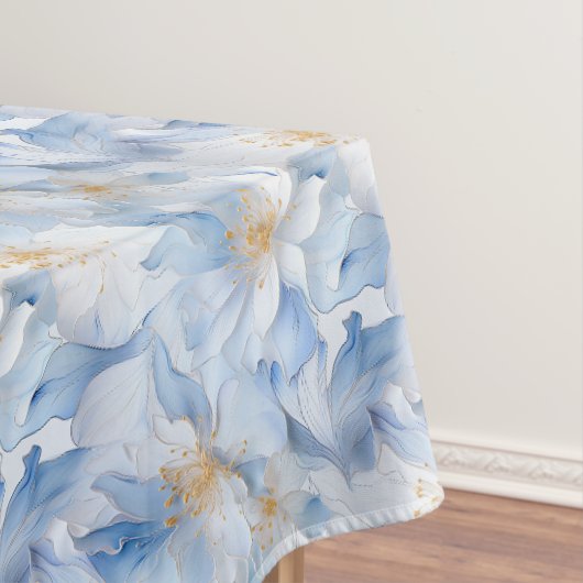 Blauwe bloemendruk tafelkleed (Voorbeeld)
