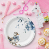 blauwe bloemeneend papieren bordje (Feest)