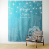 Blauwe Bloemenen Muurvaas Bruiloft Foto Booth Acht Wandkleed (In situ)