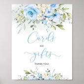 Blauwe bloemeneucalyptus kaarten en geschenken poster (Voorkant)