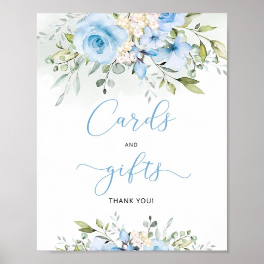 Blauwe bloemeneucalyptus kaarten en geschenken poster (Voorkant)