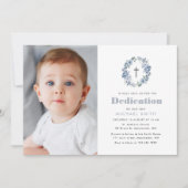 blauwe bloemenfoto Toewijding uitnodiging (Voorkant)