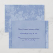 Blauwe bloemengebossing RSVP Kaart (Voorkant / Achterkant)