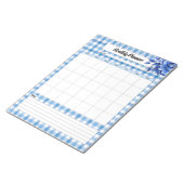 Blauwe Bloemengingham _ Maandelijkse Planner Notitieblok (Schuin)