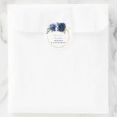 Blauwe bloemengoud jongen 1e verjaardag doop ronde sticker (Tas)