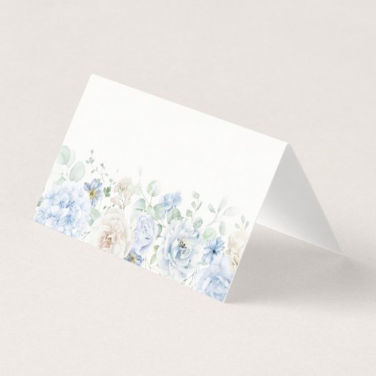 Blauwe Bloemenhortensia Bloom Place Card Table Dec Kaart (Voorkant)