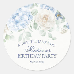 Blauwe Bloemenhortensia Blooms Verjaardagskring Ronde Sticker