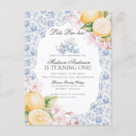 Blauwe Bloemenkleder Chinees-thee Toile Verjaardag Briefkaart