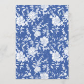 Blauwe Bloemenklederij Monogram Oefendiner Kaart (Achterkant)