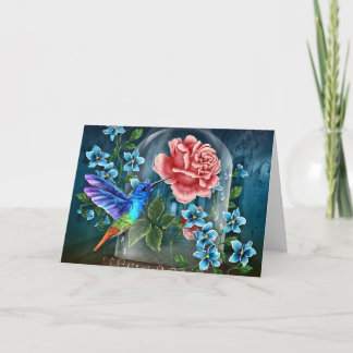 Blauwe BloemenKolibrie Al Kaart van de Nota van de