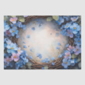 Blauwe bloemenkrans aquarel tissuepapier (Voorkant)