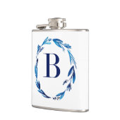 Blauwe bloemenkrans 'B' Heupfles (Links)