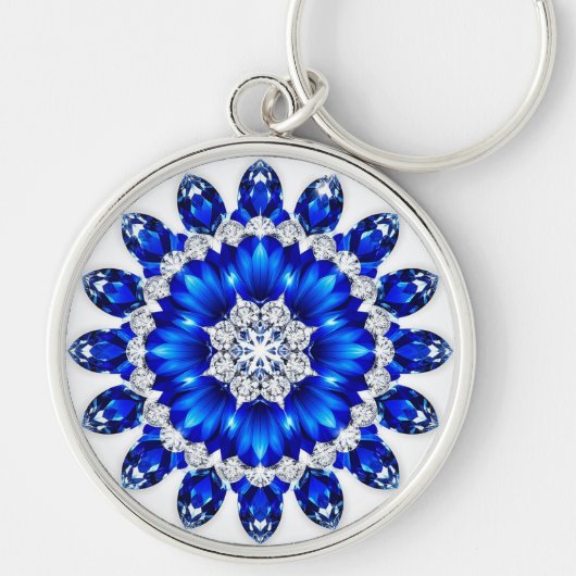 🌿 Blauwe bloemenkrans bedelcadeau Sleutelhanger (Voorkant)