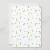 Blauwe bloemenkrans boho baby boy douche kaart (Achterkant)