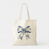 Blauwe bloemenkrans en boog gepersonaliseerd tote bag (Achterkant)