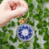 🌿 Blauwe bloemenkrans met eigen naam als bedel 🔑 Sleutelhanger (Hand)