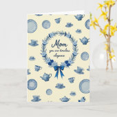 Blauwe bloemenkrans Moeder kaart (Gele Bloem)