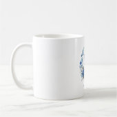Blauwe bloemenkrans monogram koffiemok (Links)