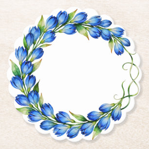 Blauwe bloemenkrans onderzetter