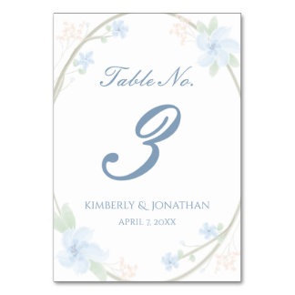Blauwe Bloemenkrans Tafelnummer