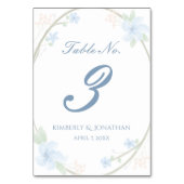 Blauwe Bloemenkrans Tafelnummer (Achterkant)