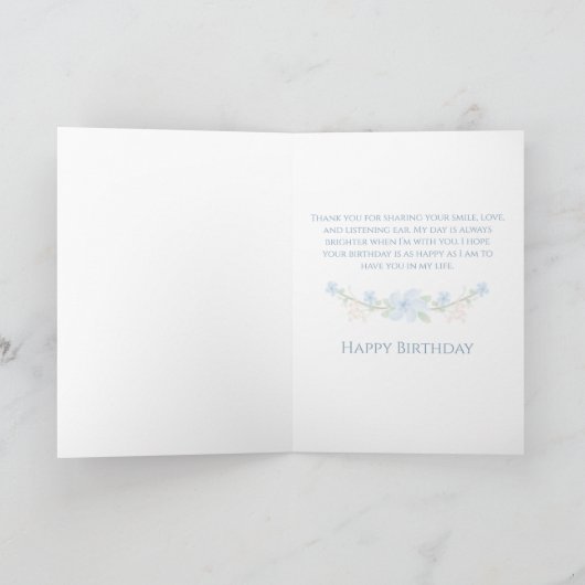 Blauwe Bloemenkrans Tante Verjaardag Kaart (Binnen)