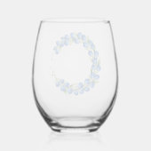 Blauwe Bloemenkrans Wijn Glas (Achterkant)