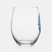 Blauwe Bloemenkrans Wijn Glas (Rechts)