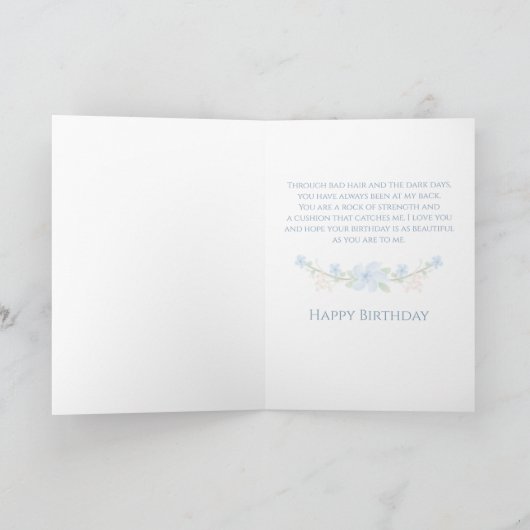 Blauwe Bloemenkrans Zuster Verjaardag Kaart (Binnen)