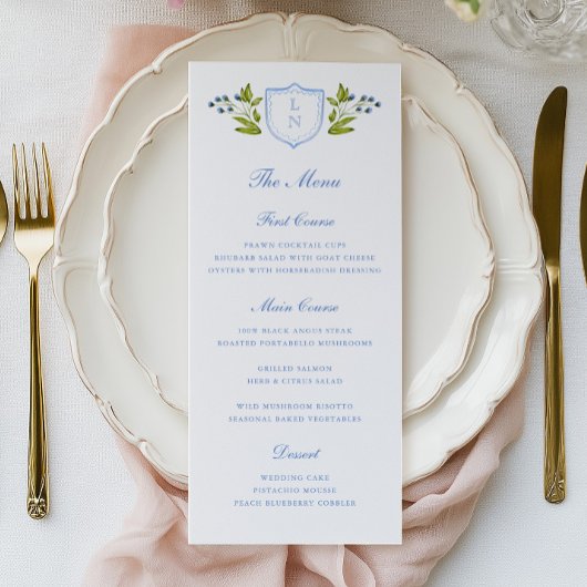 Blauwe Bloemenkroon Trouw Menu
