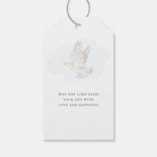 Blauwe Bloemenkruis doop Cadeaulabel (Achterkant)