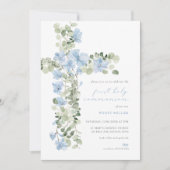 Blauwe Bloemenkruis Jongen Eerste Heilige Communie Kaart (Voorkant)