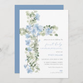 Blauwe Bloemenkruis Jongen Eerste Heilige Communie Kaart (Voorkant / Achterkant)