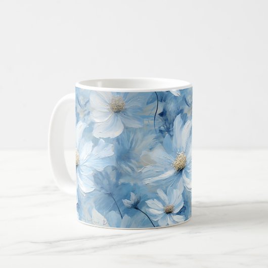 Blauwe Bloemenkunst Mok (Voorkant links)