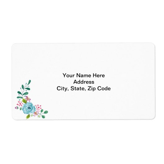 Blauwe bloemenlabels etiket (Voorkant)