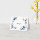 Blauwe Bloemenlijnen: Huwelijk Dank u kaart (Gele Bloem)