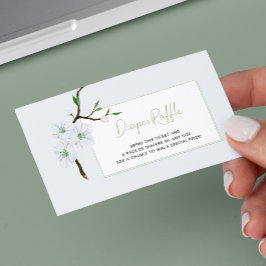 Blauwe bloemenluier loterij ticket boy baby shower informatiekaartje